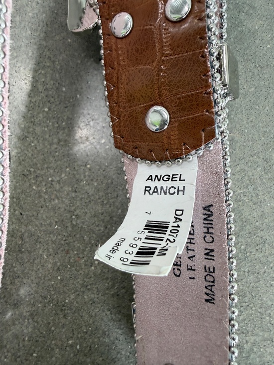 Angel Ranch Genuine Leather Floral Rhinestone Faux Gator Belt Size S/M Western main image 4